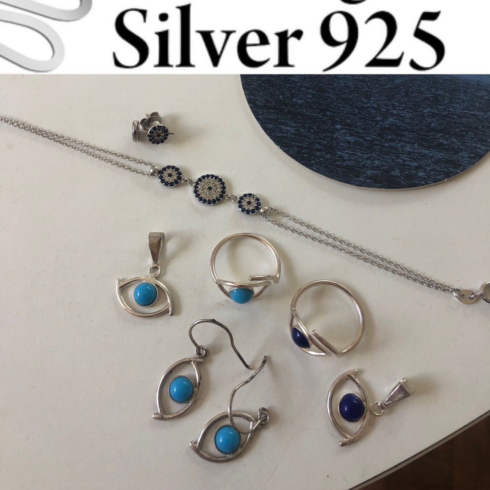 Sterling Silver 925 Evil Eye Jewelry Bundle